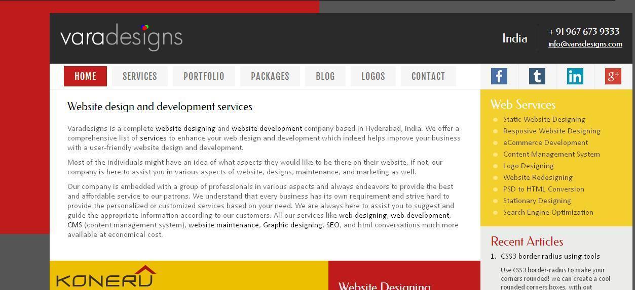 Screenshot of varadesigns.com
