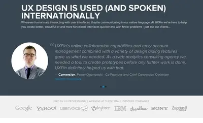Testimonials example from uxpin.com