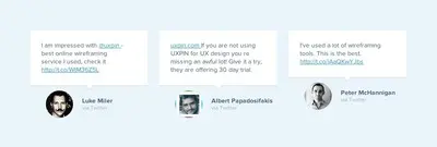 Testimonials example from uxpin.com