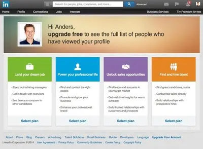 Upgrade account example from linkedin.com
