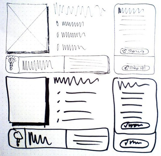 User interface sketching using a thin marker vs. a thick marker.