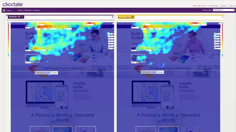 With ClickTale, you can examine how users interacted with your A/B tests of Optimizely or Visual Website Optimizer (VWO).