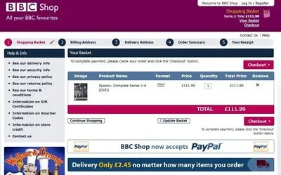 Shopping Cart example from bbcshop.com