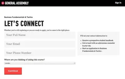 Account Registration example from generalassemb.ly