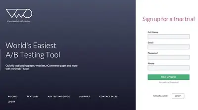 Account Registration example from vwo.com