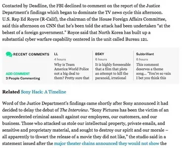 Comments example from deadline.com