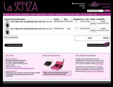 Shopping Cart example from lasenza.co.uk