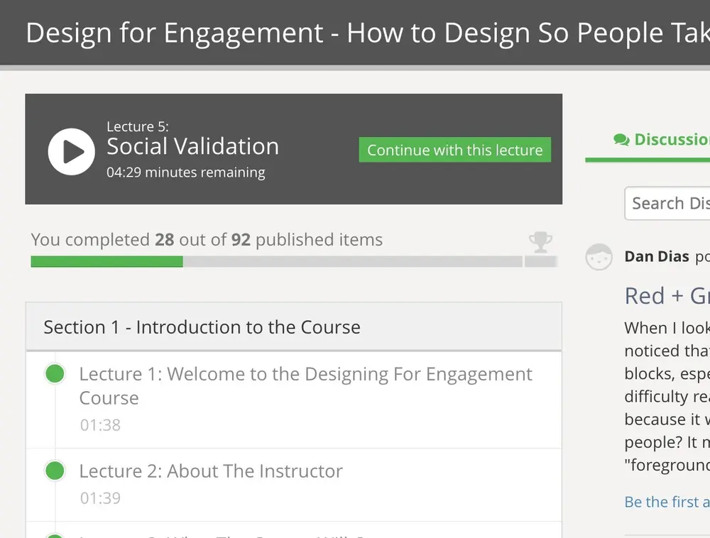 Completeness meter example from udemy.com