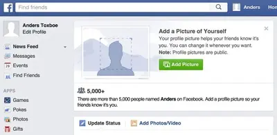 Call to action example from facebook.com