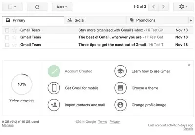 Completeness meter example from mail.google.com