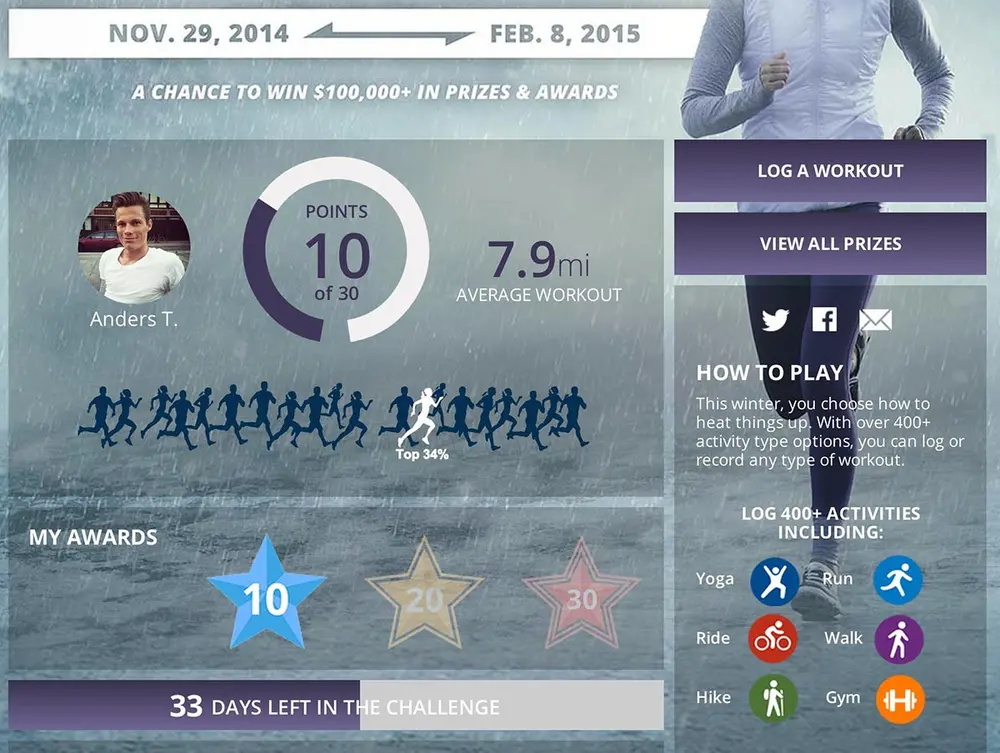 Collectible Achievements example from mapmyrun.com