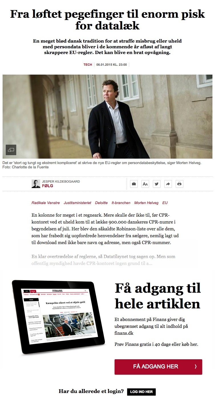 Screenshot of finans.dk