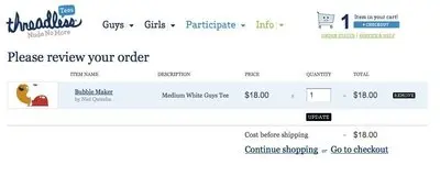 Shopping Cart example from threadless.com