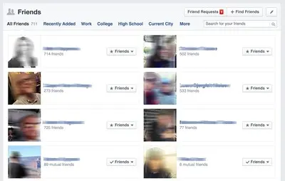 Friend list example from facebook.com