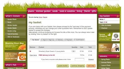 Shopping Cart example from bloomingdirect.com