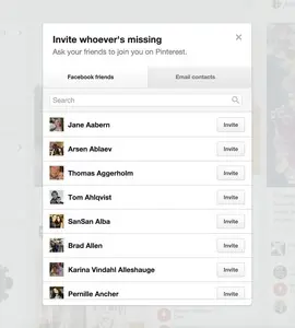 Invite friends example from pinterest.com