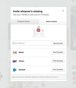 Invite friends example from pinterest.com