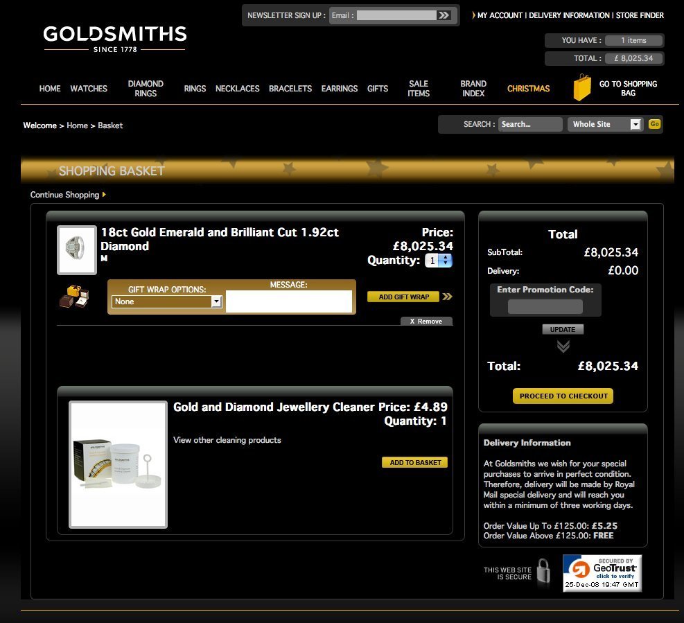 Screenshot of goldsmiths.co.uk