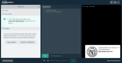 Collectible Achievements example from codecademy.com