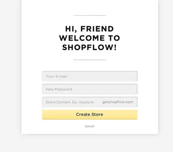 Account Registration example from getshopflow.com