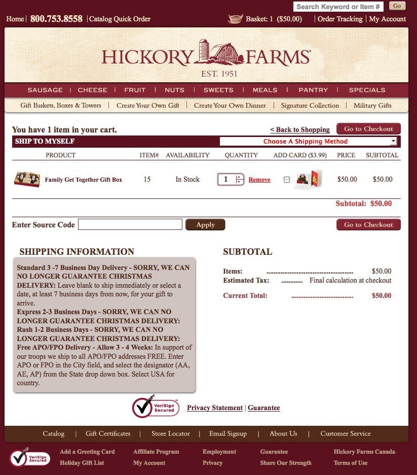 Screenshot of hickoryfarms.com