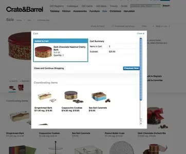 Shopping Cart example from crateandbarrel.com