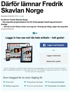 Paywall example from expressen.se