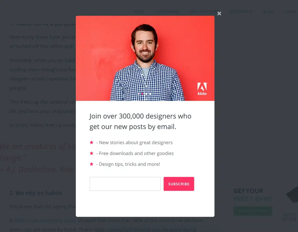 Modal example from blog.invisionapp.com