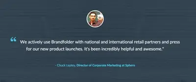 Testimonials example from brandfolder.com