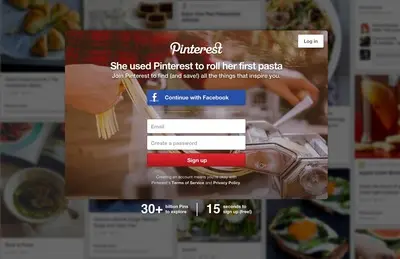 Account Registration example from pinterest.com