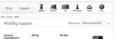 Breadcrumbs example from bell.ca