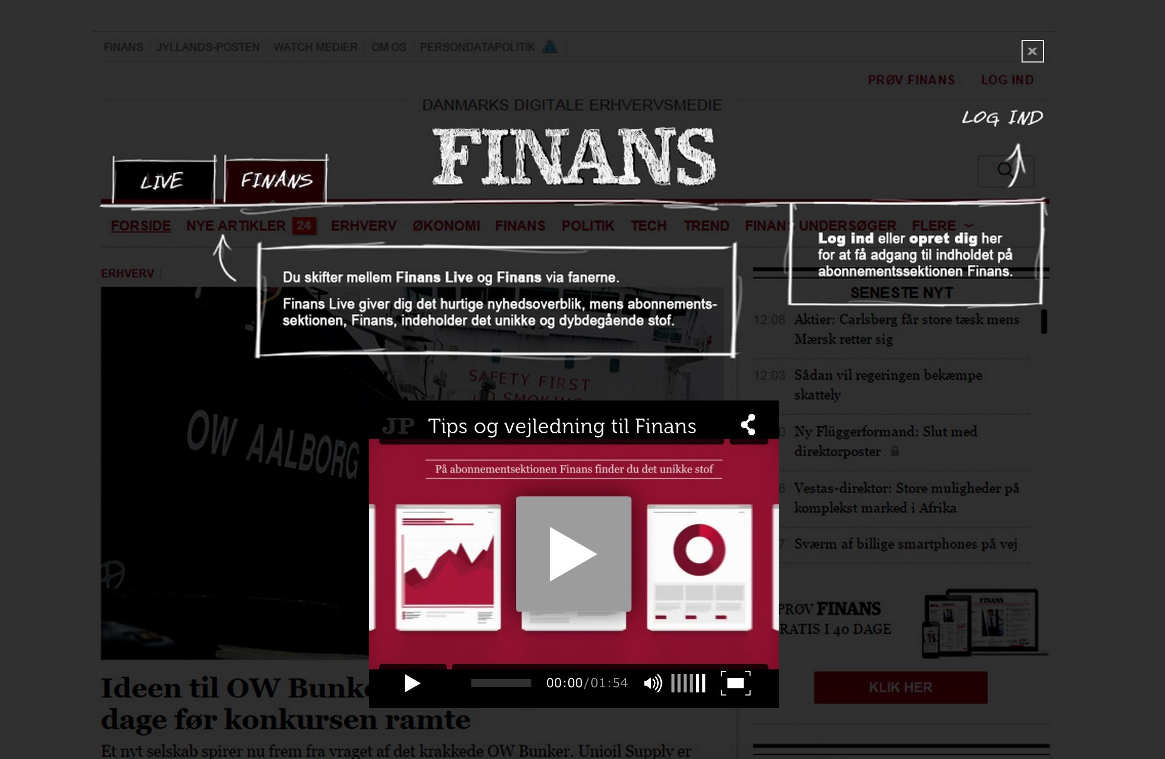 Screenshot of finans.dk