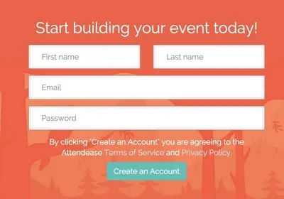 Account Registration example from attendease.com
