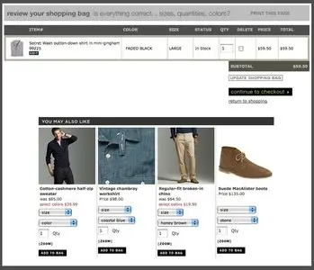 Shopping Cart example from jcrew.com