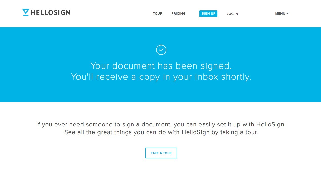 Screenshot of hellosign.com