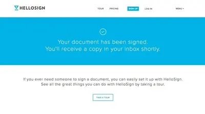 Confirmation example from hellosign.com
