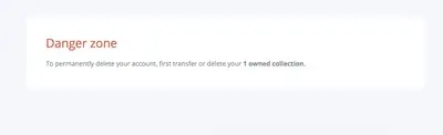 Account deletion example from app.dropmark.com