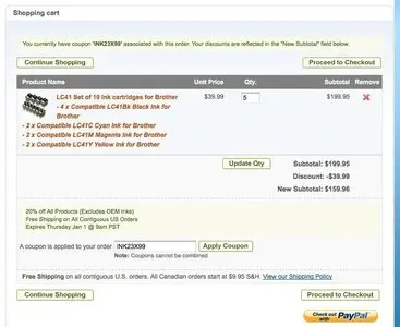 Shopping Cart example from 123inkjets.com