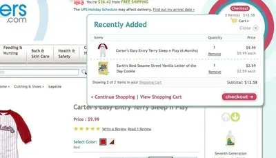 Shopping Cart example from diapers.com