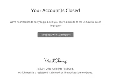 Account deletion example from mailchimp.com