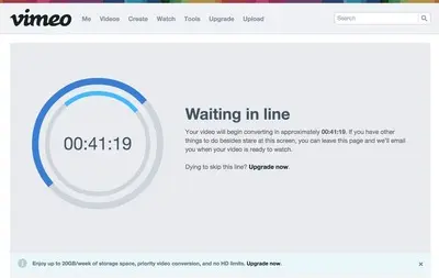 Upgrade account example from vimeo.com