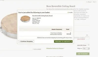 Shopping Cart example from williams-sonoma.com