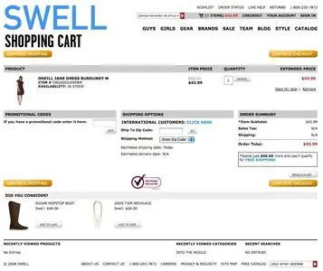 Shopping Cart example from swell.com