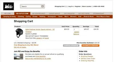 Shopping Cart example from rei.com