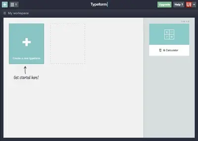 Blank Slate example from admin.typeform.com