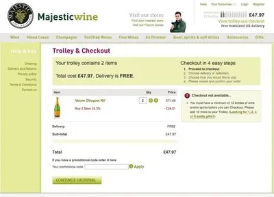 Shopping Cart example from majestic.co.uk