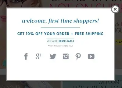 Coupon example from clearlycontacts.ca