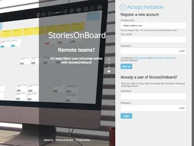 Accept invitation example from app.storiesonboard.com
