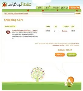 Shopping Cart example from shop.ladybugspicnic.net
