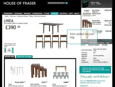Shopping Cart example from houseoffraser.co.uk